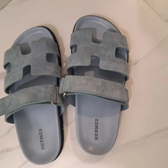 Hermès Blue Chypre Sandals - Picture 3 of 12